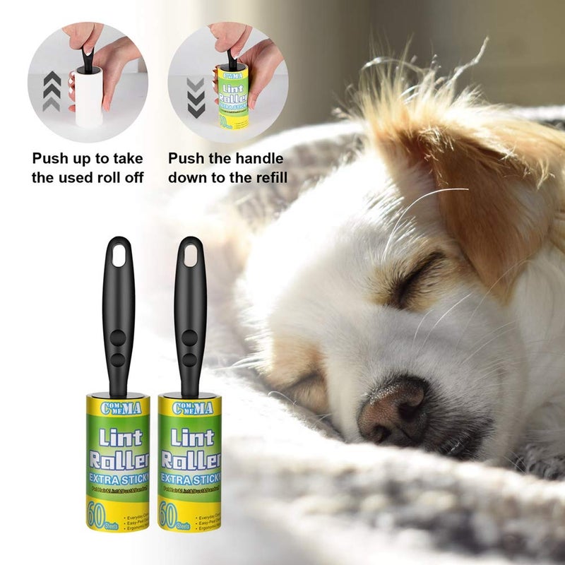 COMMEMA Lint Rollers for Pet Hair Extra Sticky, Pet Hair Remover Set Brush for Dog & Cat Hair Removal, Clothes, Furniture, 2 Handles with 4 Refills, 240 Total Sheets - Image 5