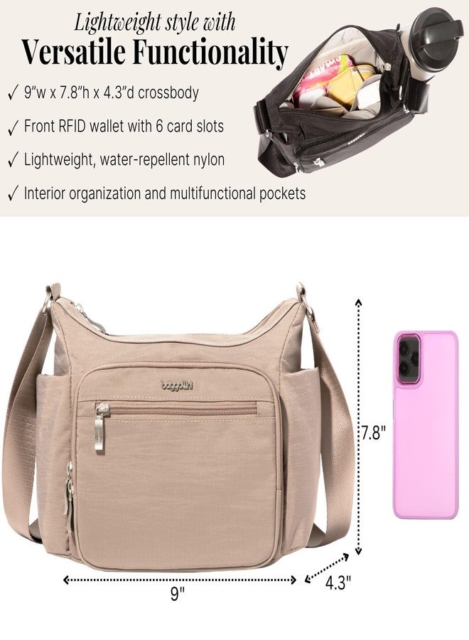 Baggallini Crosstown Hobo Crossbody for Women - 9"x7.8" Travel Crossbody Bag with RFID Wallet and Water Bottle Holder - Image 5
