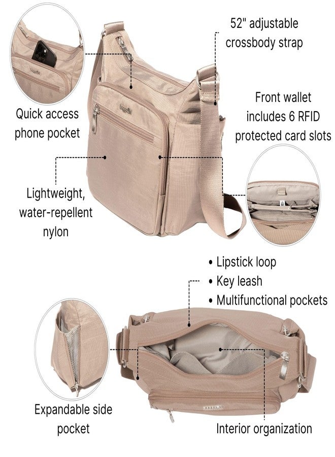 Baggallini Crosstown Hobo Crossbody for Women - 9"x7.8" Travel Crossbody Bag with RFID Wallet and Water Bottle Holder - Image 4