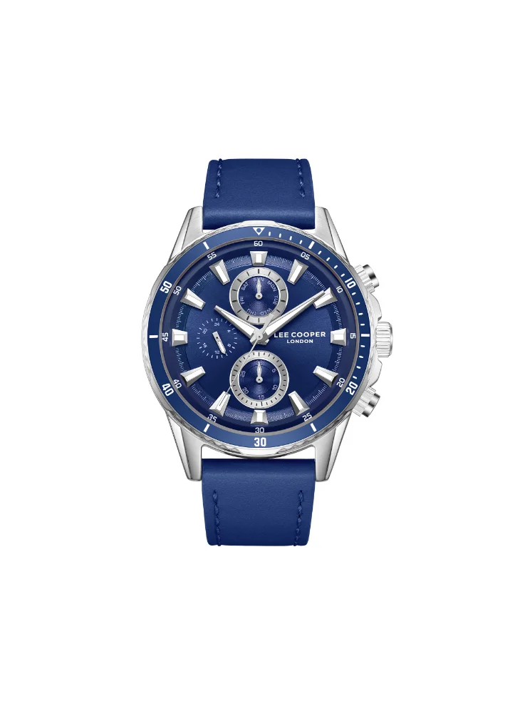 Lee Cooper Men's Multi Function Display Watch With Dark Blue Leather Strap - LC08004.399