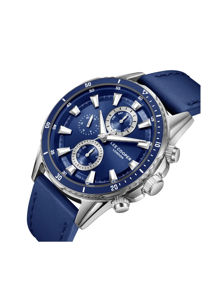 Lee Cooper Men's Multi Function Display Watch With Dark Blue Leather Strap - LC08004.399
