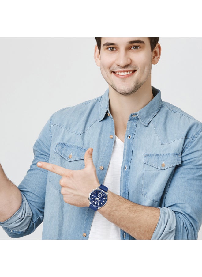 Lee Cooper Men's Multi Function Display Watch With Dark Blue Leather Strap - LC08004.399  - Image 3
