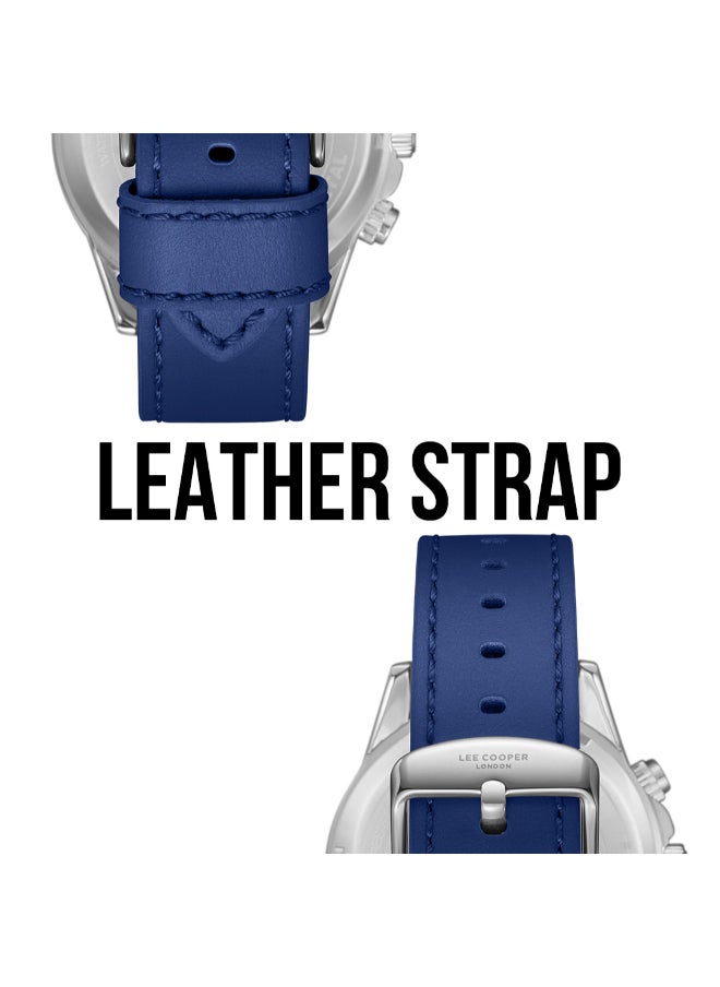 Lee Cooper Men's Multi Function Display Watch With Dark Blue Leather Strap - LC08004.399  - Image 2