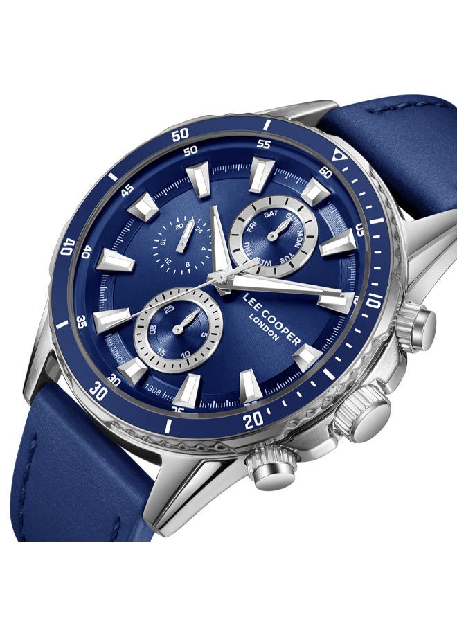 Lee Cooper Men's Multi Function Display Watch With Dark Blue Leather Strap - LC08004.399  - Image 1