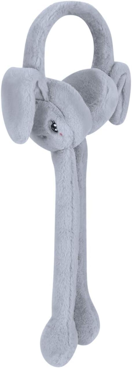 THE DDS STORE (With Blinking Light Moving Earmufuffs With Rabbit Ear In Winter Windproof Girls Ear Warmer Plush Knitted Ear Muffs Hairy Rabbit Ear (Grey) - Image 5