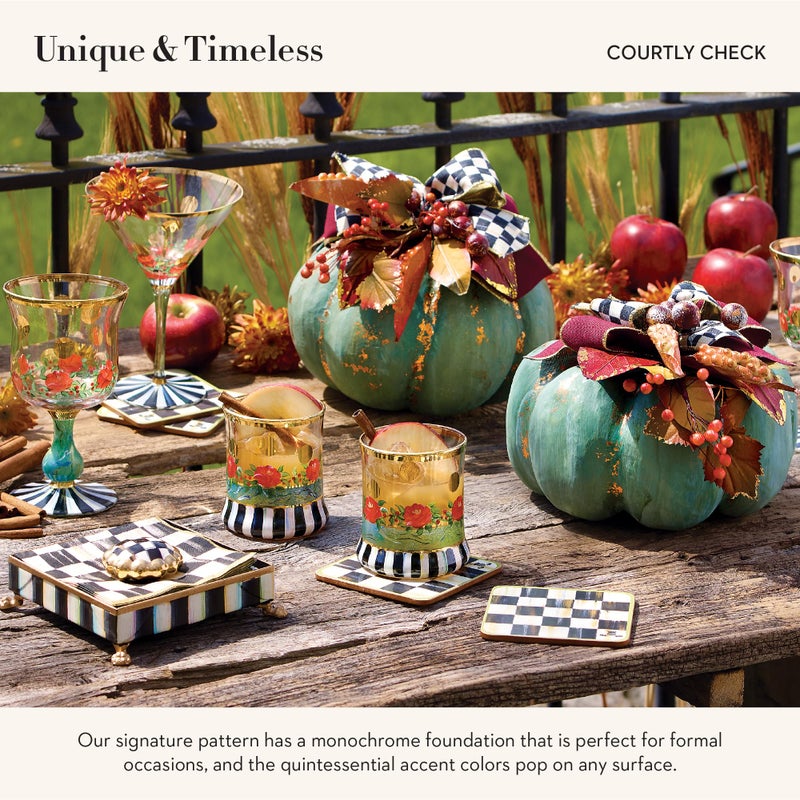 mackenzie childs MacKenzie-Childs Cork-Back Coasters, Table Coasters for Drinks, Courtly Check, Square Set of 4 - Image 3