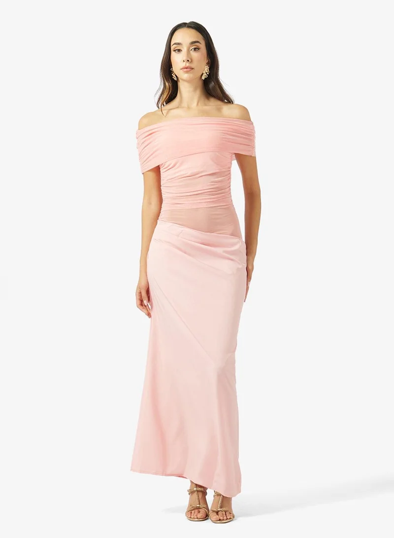 Ginger Offshoulder Ruched Bodycon Dress