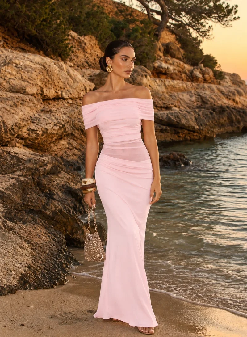Ginger Offshoulder Ruched Bodycon Dress