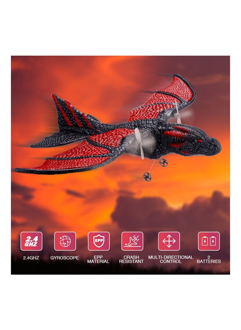 SYOSI - RC Plane, 2 Channel Remote Control Plane, 2.4GHZ RC Airplane for Adult and Kids, Dragon Plane with 2 Batteries, for Family Gatherings, Picnics, Park, for Beginners, Delightful for All - Image 1