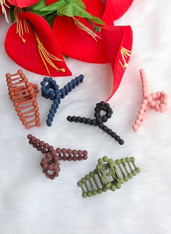DENICRAAS Matte Hair Claws for Women, Small Bubble T Shape Hair Claw Clips for Thick Hair, Hair Clip, Big Hollow Hair Clamp, Hair Accessories Random colour (Pack Of 2) - Image 2