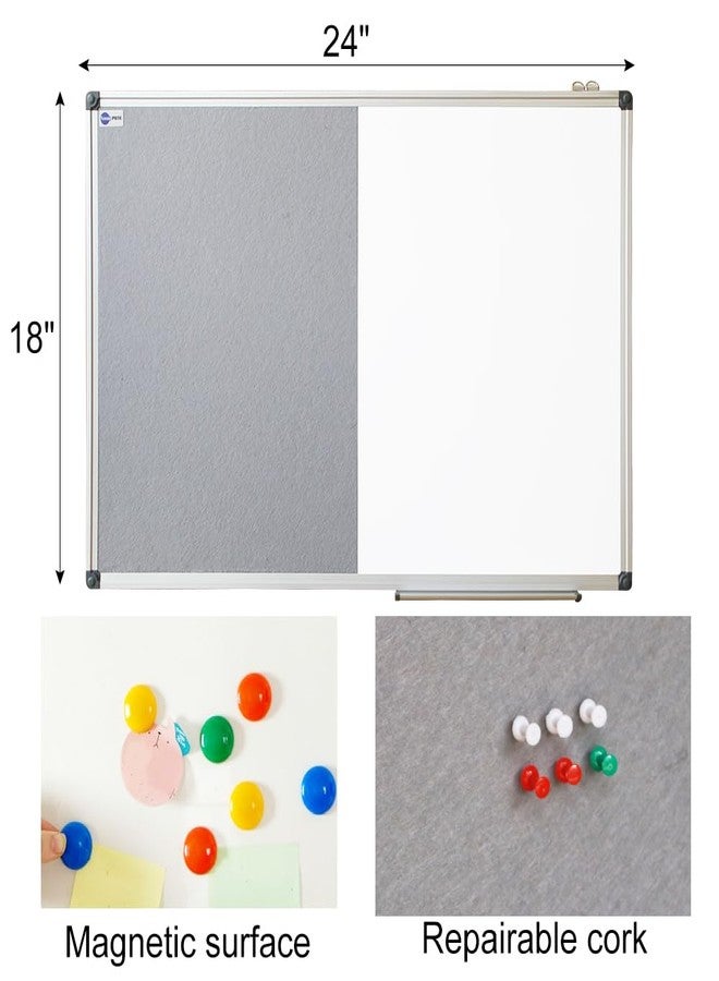 NEWPUTE White Board and Cork Board Combo - 24 x 18 Inches Large Dry Erase Whiteboard and Bulletin Board, Magnetic Wall Pin Display Board for Home, Classroom & Office, 18"x24" Grey - Image 2