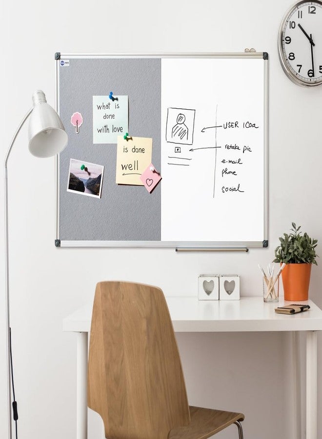 NEWPUTE White Board and Cork Board Combo - 24 x 18 Inches Large Dry Erase Whiteboard and Bulletin Board, Magnetic Wall Pin Display Board for Home, Classroom & Office, 18"x24" Grey - Image 3