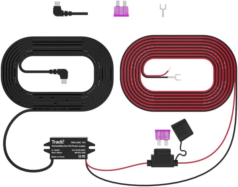 Tracki 12-24 Volt to Micro USB Vehicle Car Marine Wiring Cable & Power Stabilizer Kit for GPS Tracker and for Dashcam or Dashboard Camera - Image 2