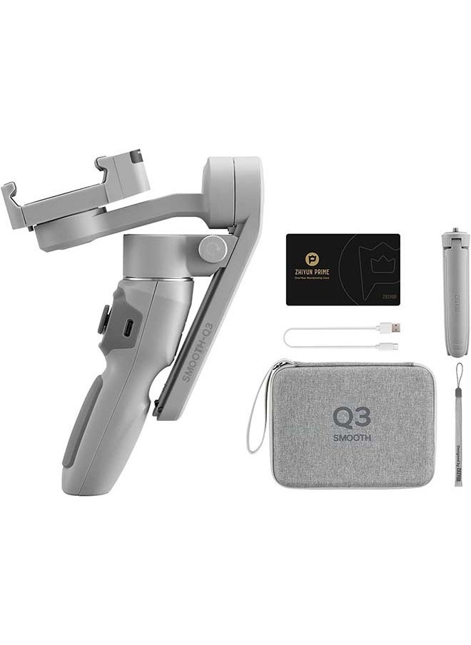 زيون - مجموعة Zhiyun Smooth Q3، انحراف هاتف ثلاثي المحاور مع ضوء ملء وحقيبة انحراف، محمول وقابل للطي، التحكم بالإيماءات، تسجيل الفيديو، مثبت انحراف للتتبع التلقائي للهواتف الذكية لهواتف iPhone وAndroid - Image 1