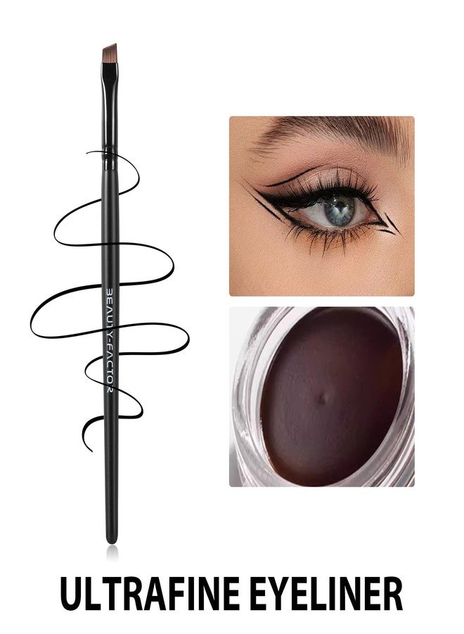 BEAUTYFACTOR Fine Angled Eyeliner Brush Set - Ultra thin Eye Liner & Eyebrow Brush - Precision Point Eye Brow Makeup Brushes Sets for Smooth Gel, Cream, and Liquid Eyeliner - Image 5