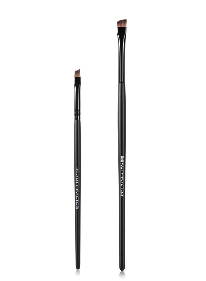 BEAUTYFACTOR Fine Angled Eyeliner Brush Set - Ultra thin Eye Liner & Eyebrow Brush - Precision Point Eye Brow Makeup Brushes Sets for Smooth Gel, Cream, and Liquid Eyeliner - Image 1