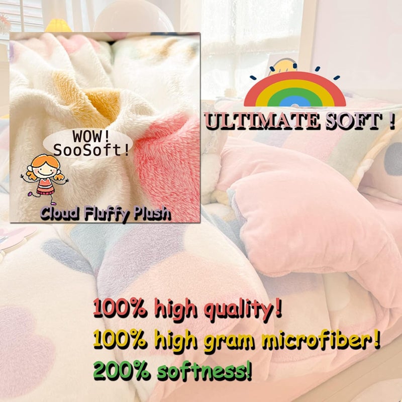 MorroMorn Twin Bedding Sets, Pink Rainbow Duvet Cover Set, Fluffy Comforter Covers Blanket Ultra Soft Kawaii Cute for Girls Kids Toddler Teen Women Twin/Twin XL Size - Image 3