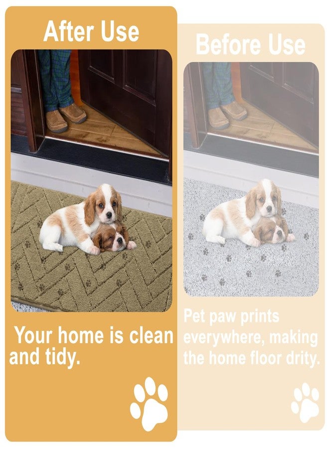 Tindbea Dog Mat for Muddy Paws,Absorbs Moisture Dirt Non-Slip Washable Mud Mat for Dogs,Soft Rubber Backing Front Inside Pet Rug for Entryway, Mud Dog Paws, Patio(24"x59",Light Taupe) - Image 2