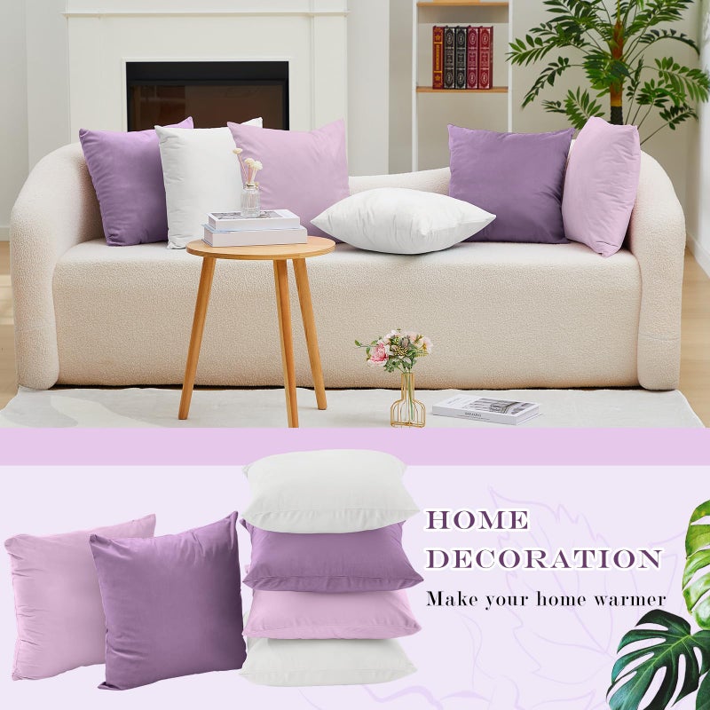 Berlune 6 Pcs Valentine's Day Velvet Throw Pillow Covers 18" x 18" Cushion Cases Soft Pillowcase for Valentine Picnic Coquette Party Accessories Couch Sofa Bed Decor, No Inserts (Purple Series) - Image 5