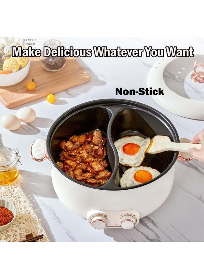 WALALLA Hot Pot Electric with Divider, 6L Electric Cooker Shabu Pot with Dual Power Control, Electric Skillet, Frying Pan, Electric Saucepan for Noodles, Egg, Steak, Steam and Soup - Image 2