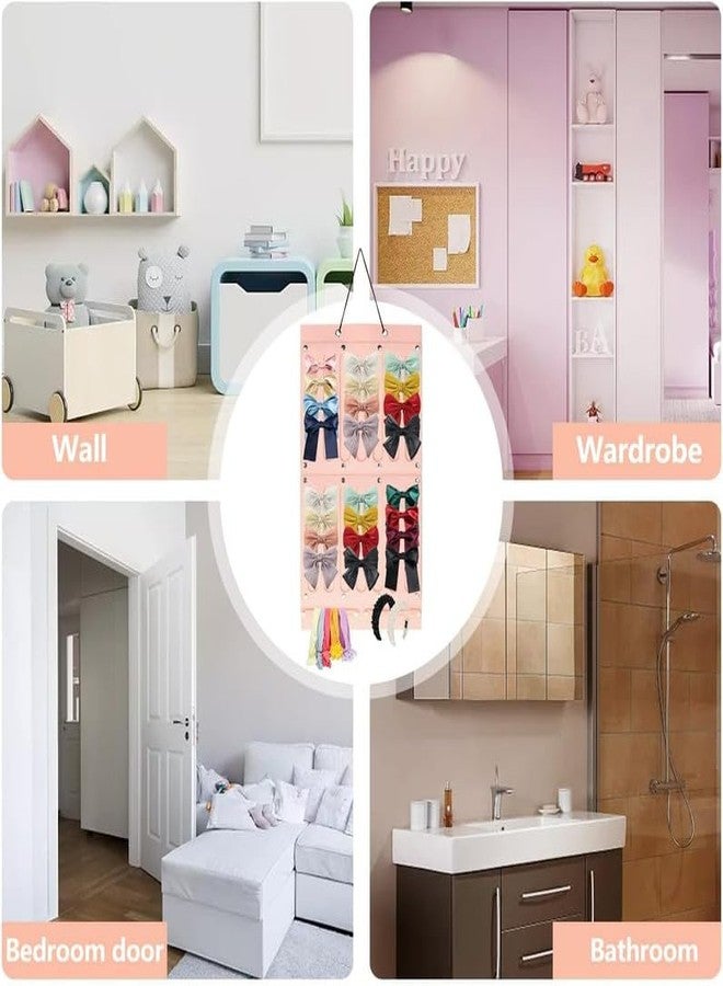 GODFLY منظم تعليق كبير لفافات الشعر من GODFLY، وإكسسوار مشابك شعر الأطفال | حامل لتخزين عصابات الرأس للفتيات الصغيرات، ورف معلق لتخزين المجوهرات (قطعة واحدة) - Image 4