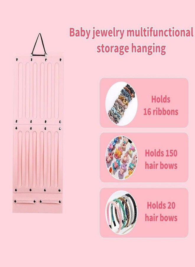 GODFLY منظم تعليق كبير لفافات الشعر من GODFLY، وإكسسوار مشابك شعر الأطفال | حامل لتخزين عصابات الرأس للفتيات الصغيرات، ورف معلق لتخزين المجوهرات (قطعة واحدة) - Image 5