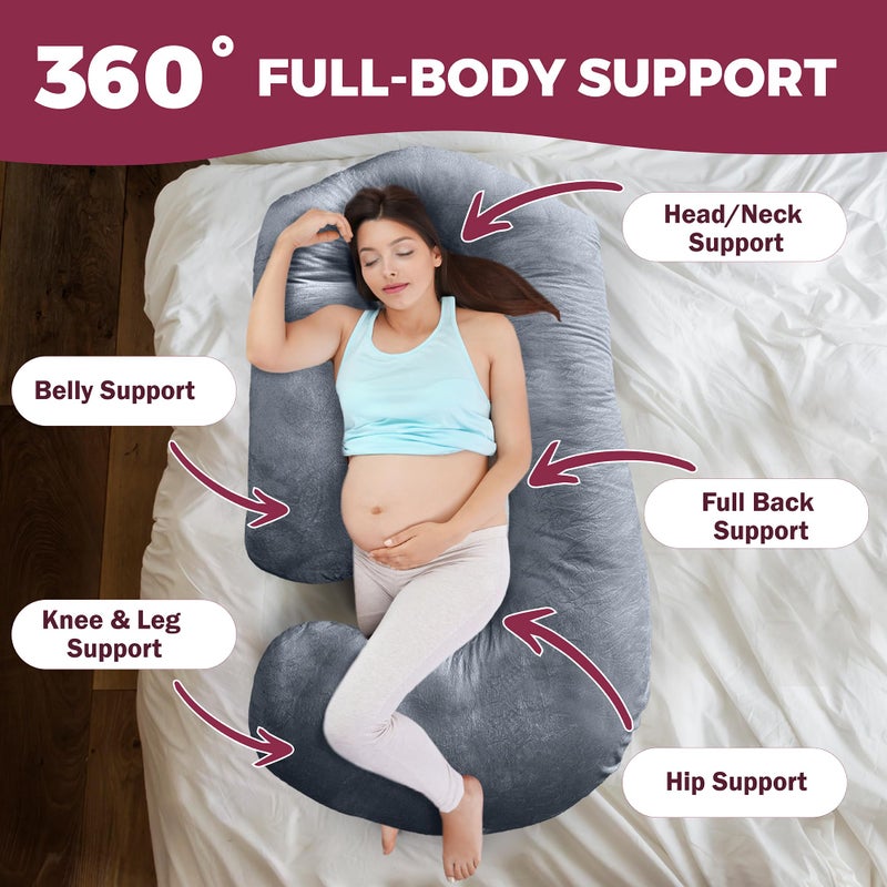 PILLANI Pregnancy Pillows for Sleeping â€“ 57-Inch Maternity Pillow for Pregnant Women with Removable Washable Cover â€“ Support for Back, Belly, Neck, Legs, and Hips â€“ V C U Shaped Full Body Pillow - Image 3