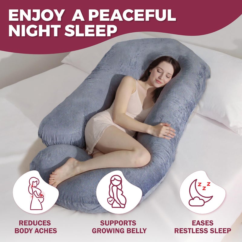 PILLANI Pregnancy Pillows for Sleeping â€“ 57-Inch Maternity Pillow for Pregnant Women with Removable Washable Cover â€“ Support for Back, Belly, Neck, Legs, and Hips â€“ V C U Shaped Full Body Pillow - Image 2