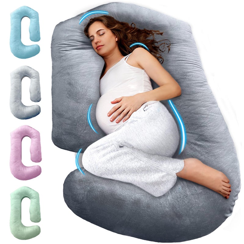PILLANI Pregnancy Pillows for Sleeping â€“ 57-Inch Maternity Pillow for Pregnant Women with Removable Washable Cover â€“ Support for Back, Belly, Neck, Legs, and Hips â€“ V C U Shaped Full Body Pillow - Image 1