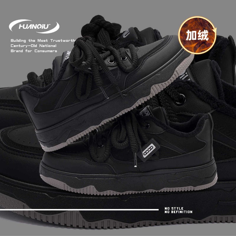Universal Fleece-Lined Warm Cold-Proof Cotton Shoes Winter Thick-Soled Increased Bread Shoes Black All-Match Board Shoes Zhq5616-2 - Image 3