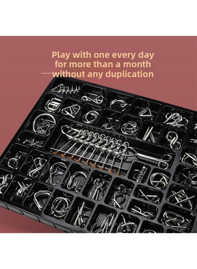 Unlock 20 Full Set Of Nine-ring Metal Unlock Educational Toys Intellectual Buckle Student Luban Lock-Color:【puzzle Deconation Ring】 25-piece Set With Free Gift Bag  - Image 3