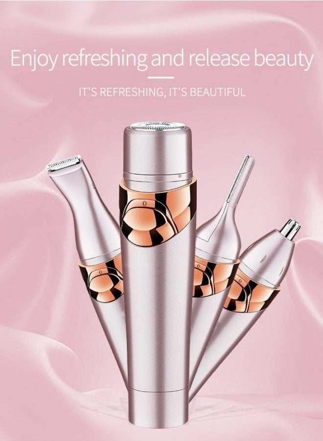 آلة إزالة الشعر النسائية متعددة الوظائف 4 في 1 المجهزة برؤوس 4 شفرات مناسبة لقص شعر الإبط وشعر الساق وشعر الأنف والحواجب وما إلى ذلك - Image 4