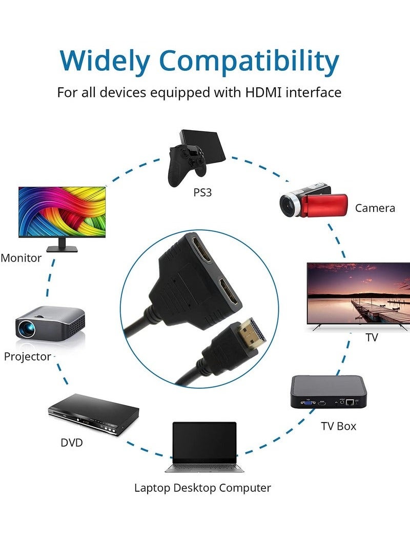 كابل موزع HDMI من نوع ذكر بدقة 1080P إلى مخرجين أنثى، محول HDMI 1 إلى 2، مناسب لأجهزة HDTV وHD وLED وLCD والتلفزيون، يدعم تشغيل تلفزيونين في نفس الوقت. - Image 2