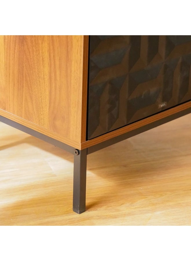 DANUBE HOME Dello End Table With 1 Drawer Multifunctional Living Room Side Table Modern Design Furniture For Home L51.5Xw40Xh58.5Cm-Walnut/Black  - Image 4