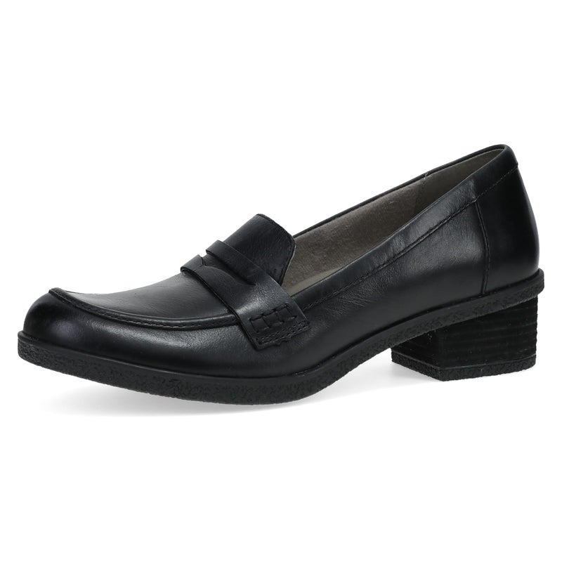 Dansko Danica Heeled Loafer for Women Waterproof Leather with Rubber Outsole and Leather Stacked Heel for LongLasting Style in Any Weather Black 859 M US