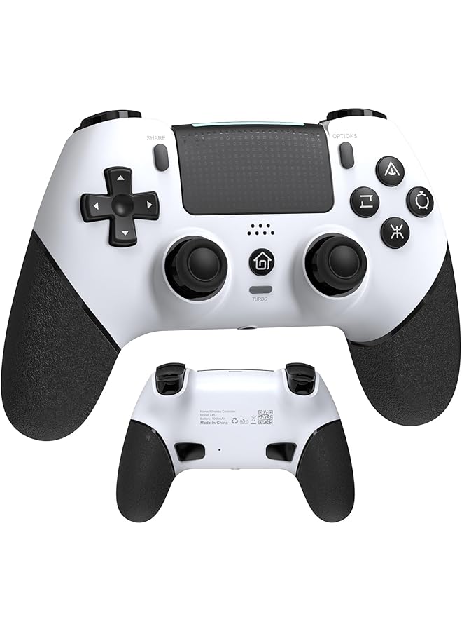 Wireless Controller For Ps4 Pro Slim With Hall Joystick Built In Speakers Precise Joysticks Turbo Advanced Buttons Programming 1000Mah Rechargeable Battery (T48 White)  - Image 1