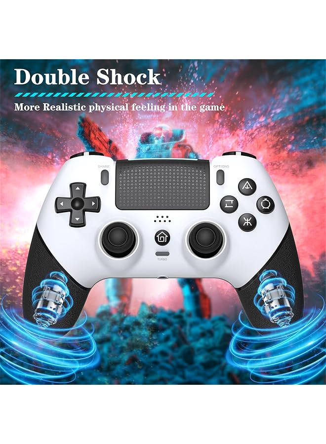 Wireless Controller For Ps4 Pro Slim With Hall Joystick Built In Speakers Precise Joysticks Turbo Advanced Buttons Programming 1000Mah Rechargeable Battery (T48 White)  - Image 5