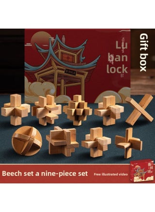 Luban Lock Kongming Lock Beech Wood Unlock Unleash Unleash Children's Educational Assembled Building Blocks Toys For Boys And Elementary School Students Cheap-Color:[gift Box] High-end Beech 9-piece Set A (commended For Kindergarten) - pzsku/Z25FD12BB83098845FD41Z/45/1745586731/b9486a1f-6974-4b9b-be9b-d317131e2bba
