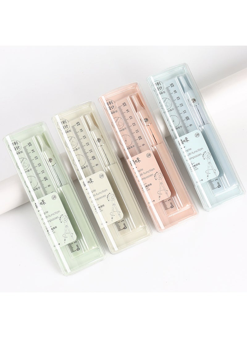 Generic 3-in-1 Compass Ruler Pencil Set for Students Indigo blue (three-in-one compass refill) 