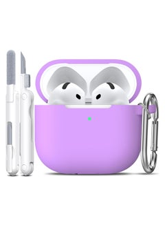 Generic AirPods 4 Case with Cleaner Kit,Full Protective Soft Skin Silicone Cover with Keychain for AirPods 4 Gen Case for Men Women,Compatible with Apple AirPods 4th Genaration Case 2024,Lavender  - Image 1