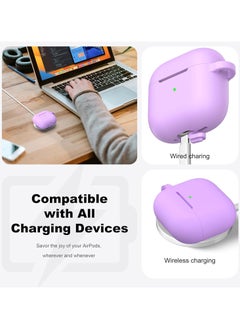 Generic AirPods 4 Case with Cleaner Kit,Full Protective Soft Skin Silicone Cover with Keychain for AirPods 4 Gen Case for Men Women,Compatible with Apple AirPods 4th Genaration Case 2024,Lavender  - Image 3
