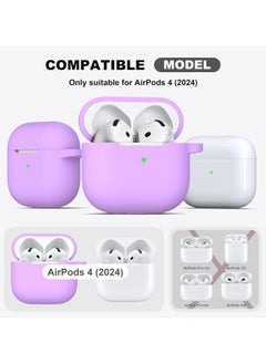Generic AirPods 4 Case with Cleaner Kit,Full Protective Soft Skin Silicone Cover with Keychain for AirPods 4 Gen Case for Men Women,Compatible with Apple AirPods 4th Genaration Case 2024,Lavender  - Image 4