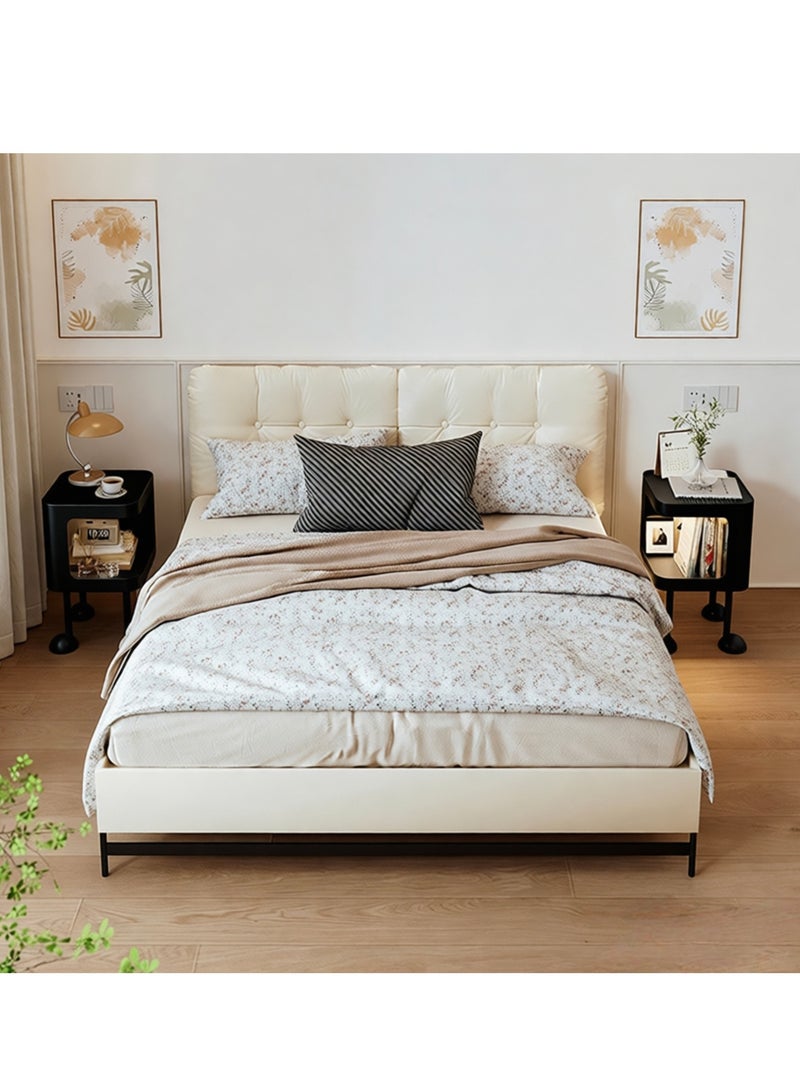 YY-Recheer Bedside Table with LED Night, Modern Storage Side Table Nightstand with Glass Countertop for Sofa, Bed - Image 2