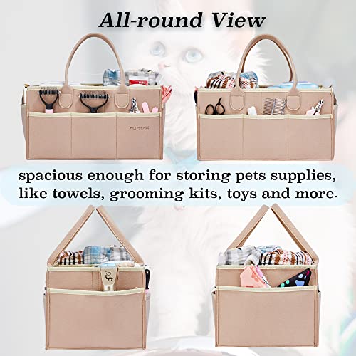 HUHYNN Pet Grooming Tote Bag, Dog Grooming Supplies Organizer Bag, Dog Grooming Bag for Travel Outdoor(BAG ONLY) (Khaki) - Image 2