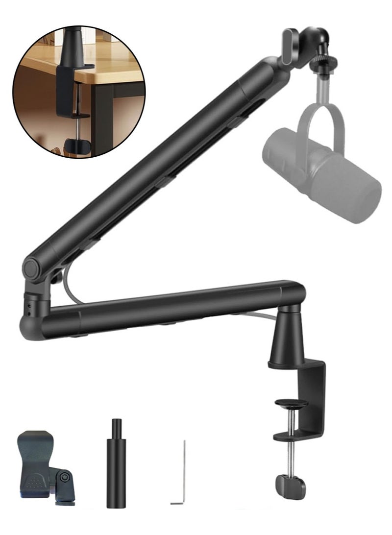 Leon Home Microphone Boom Arm, 360° Rotatable Mic Stand, Desk Low Profile Mic Arm Stand for streaming with Cable Management, Professional Microphone Holder, Mic Boom Arm Black - Image 1