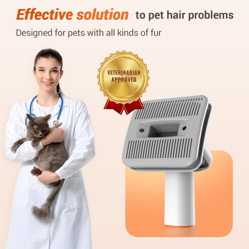 Afloia Dog Brush Vacuum Attachment - Pet Grooming Tool for Dogs & Cats (Vacuum Not Included), Compatible with 1-1.5" Round Port Vacuums (Dyson,Bissell,Eureka,Dirt Devil), with Extension Hose (White) - Image 4
