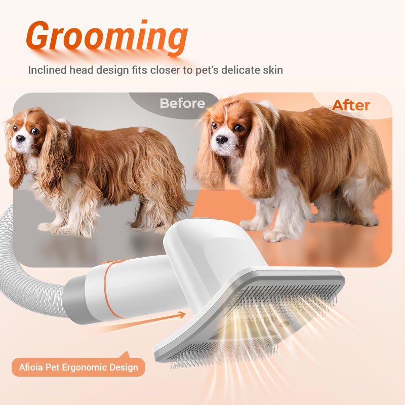 Afloia Dog Brush Vacuum Attachment - Pet Grooming Tool for Dogs & Cats (Vacuum Not Included), Compatible with 1-1.5" Round Port Vacuums (Dyson,Bissell,Eureka,Dirt Devil), with Extension Hose (White) - Image 5