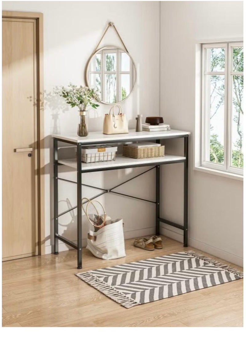 EXPERT - Narrow console table, small two-tier entryway table, sofa table with two support bars, sofa table, slim side table, display table for living room. - Image 1