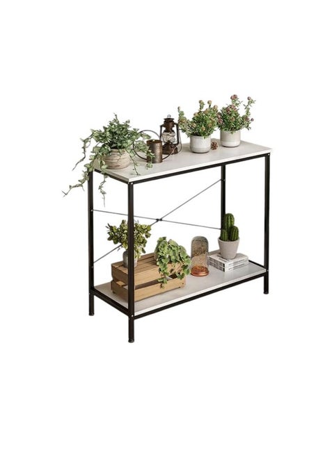 Narrow console table, small two-tier entryway table, sofa table with two support bars, sofa table, slim side table, display table for living room.