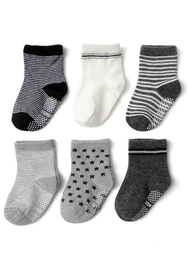 HXDream 12 Pairs Of Cotton Non-Slip Striped Baby Socks for Kids Boys' Socks Girls' Socks Multicolor - Image 2